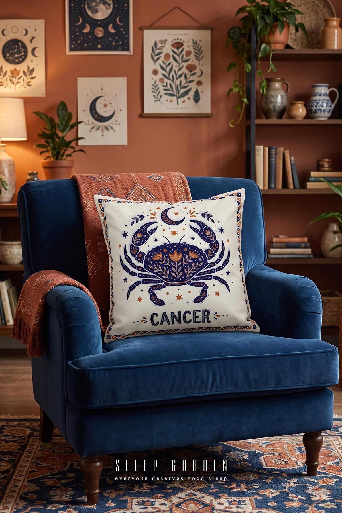 Sleep Garden Yengeç/Cancer Burç Tasarım Modern Dekoratif Kırlent Kılıfı 43x43Sleep Garden