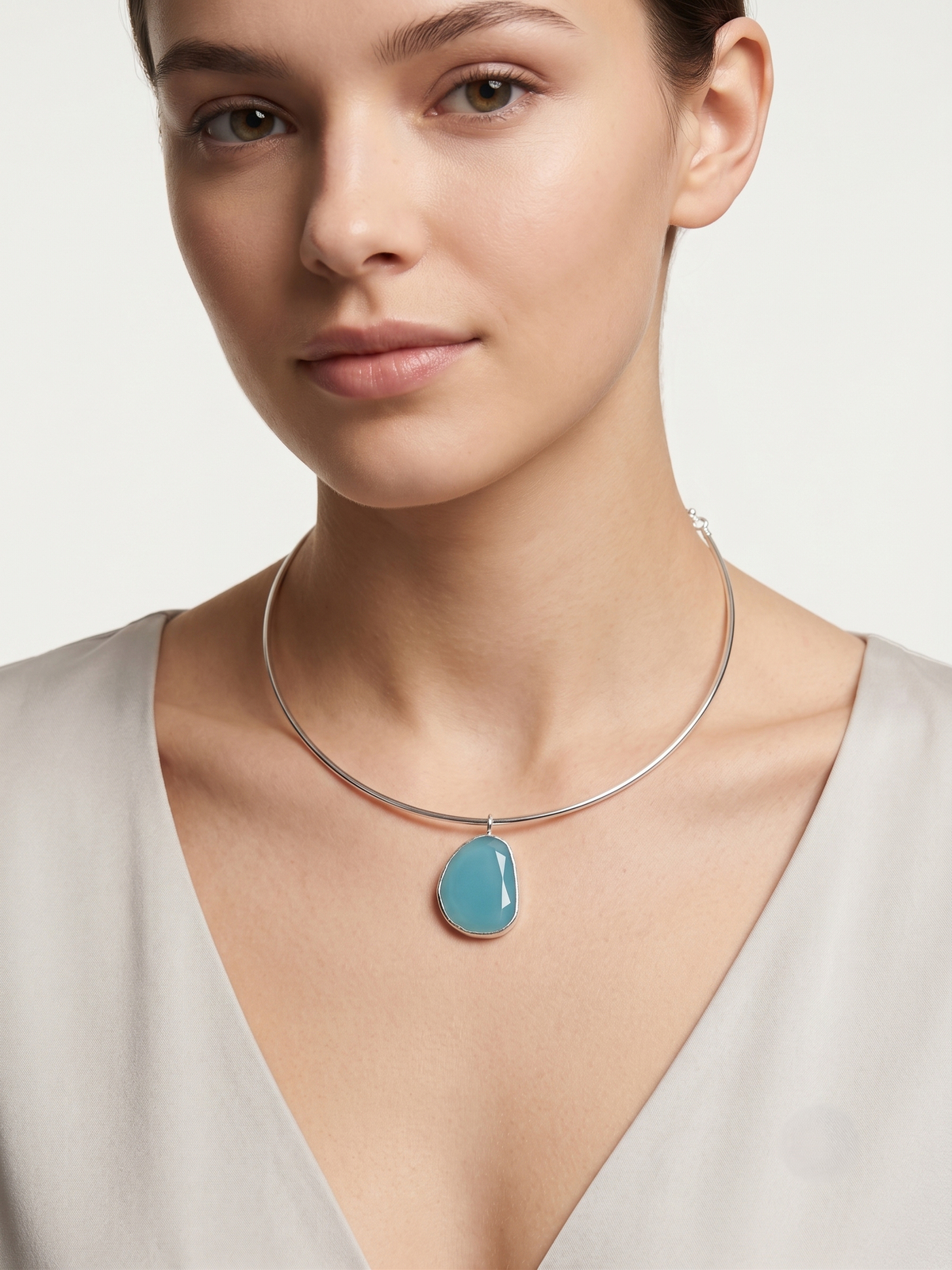 Gümüş Kaplama Choker Kolye | Pirinç | Alerji Yapmaz (Antialerjik) | Kadın Kolye