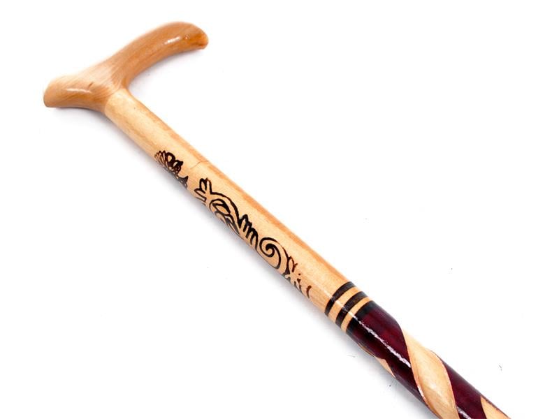 Ahşap Baston - Desenli ve Vernikli Baston 90cm  | ID4596