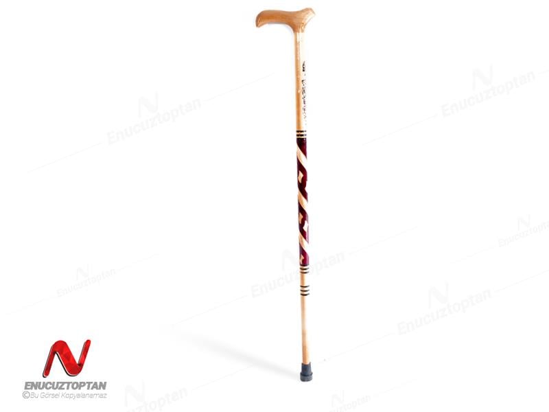Ahşap Baston - Desenli ve Vernikli Baston 90cm  | ID4596