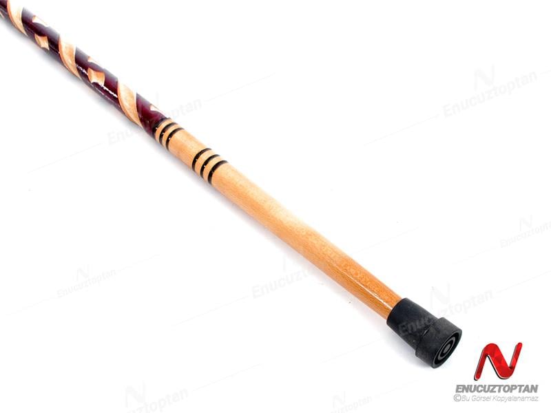 Ahşap Baston - Desenli ve Vernikli Baston 90cm  | ID4596