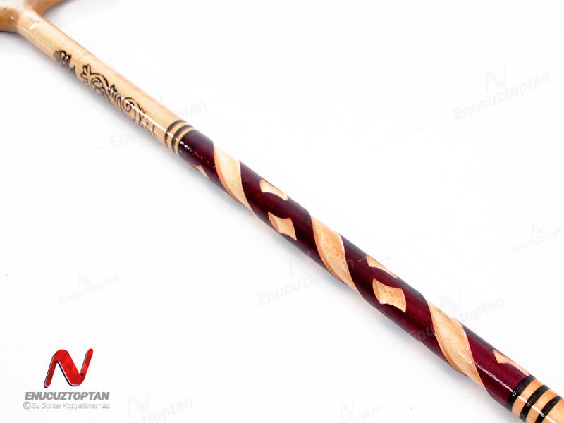 Ahşap Baston - Desenli ve Vernikli Baston 90cm  | ID4596