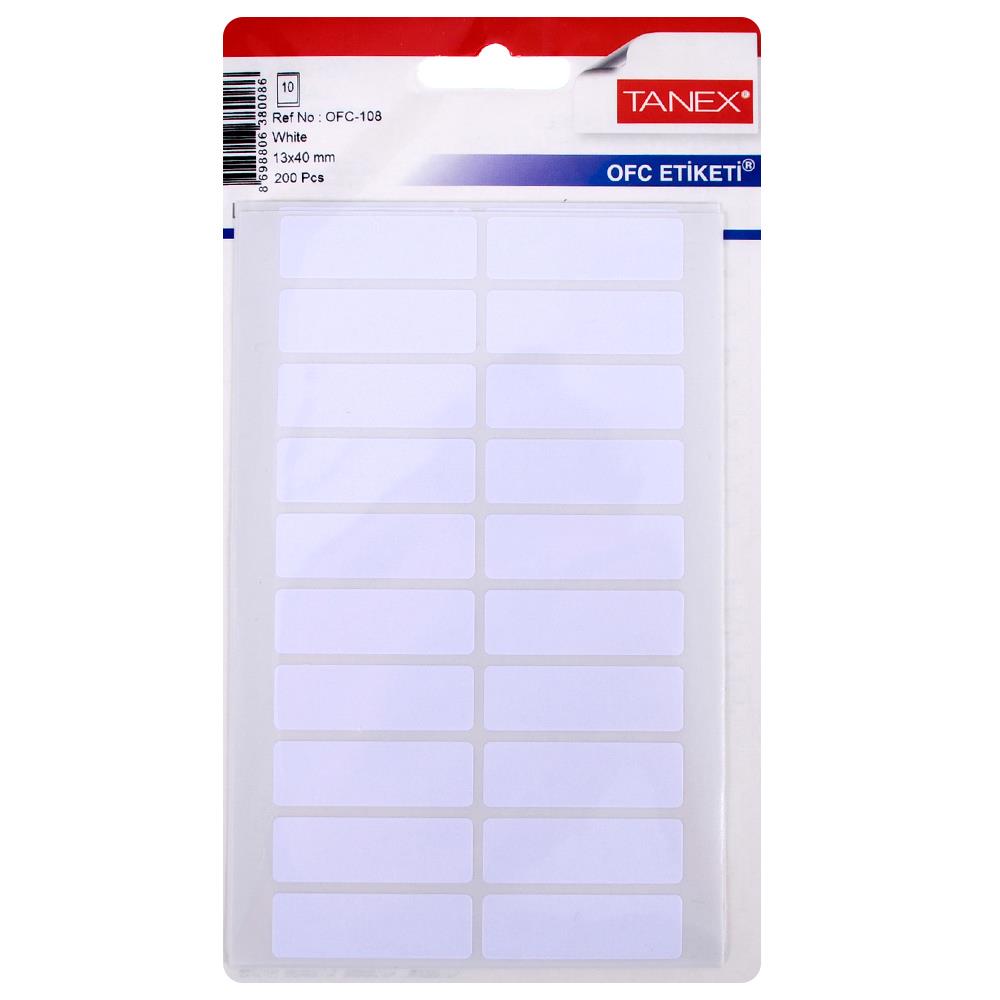 Tanex OFC-108 Beyaz Etiket 13x40mm 200 Adet | ID5054