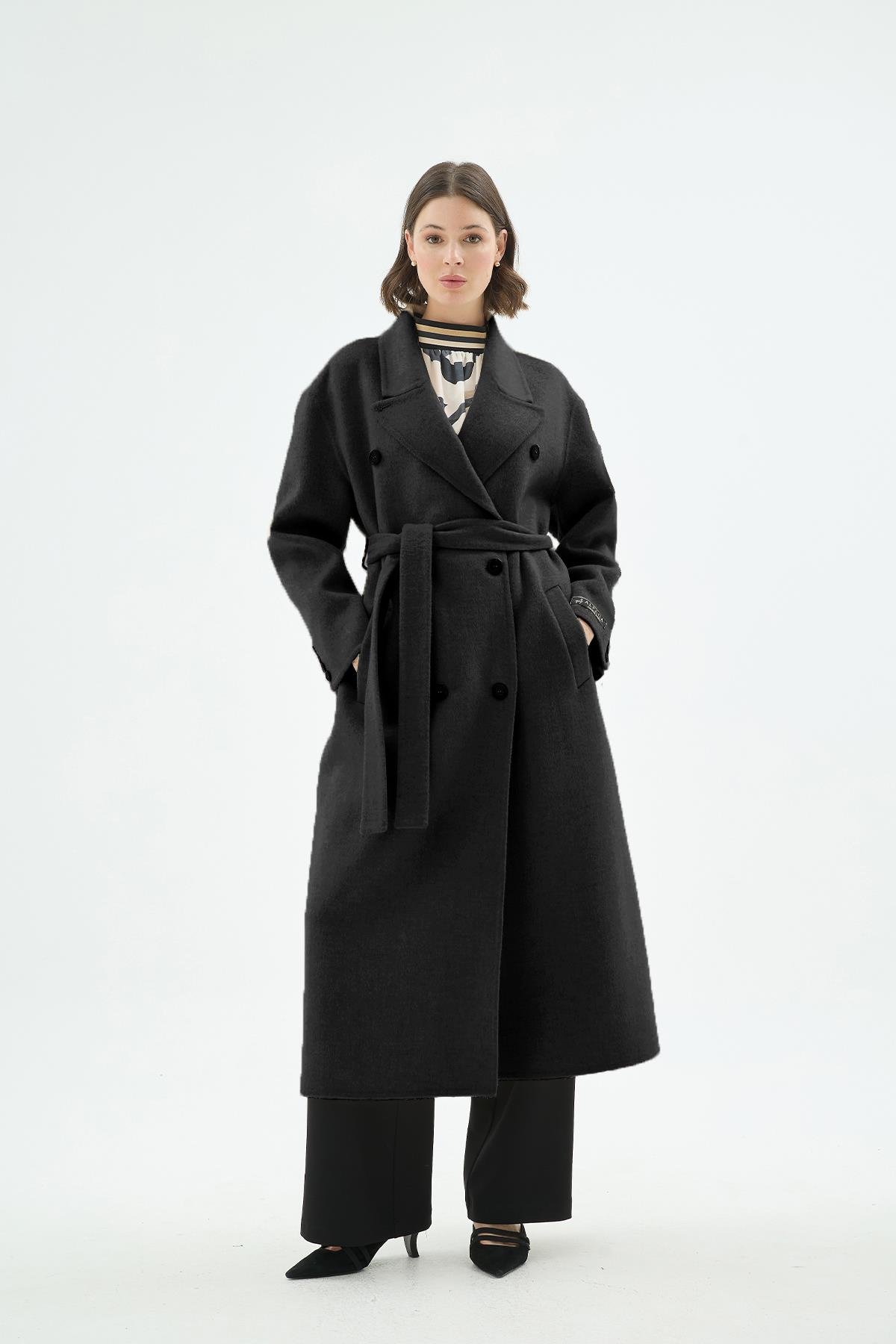 Alora %100 Alpaka Uzun Kaban Siyah