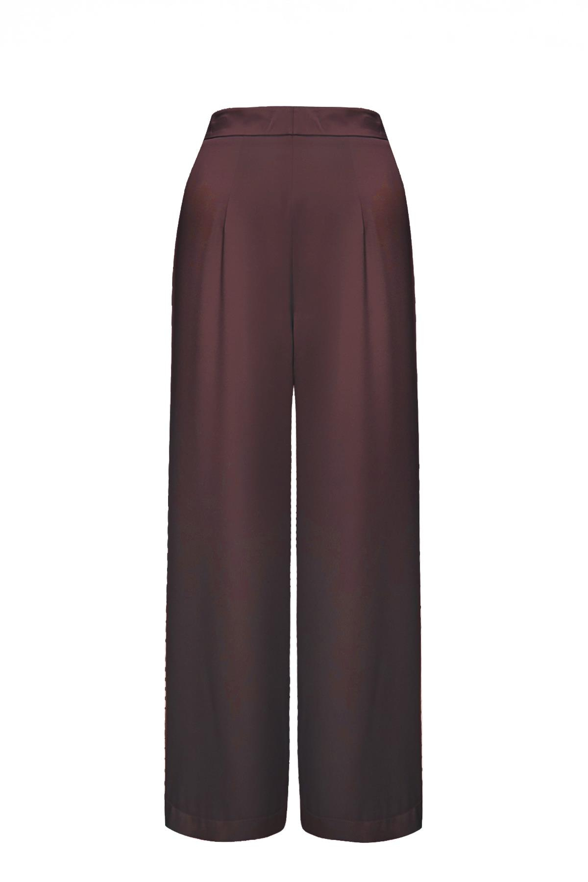 Cristalle Yüksek Bel Pileli Havuç Pantolon Bordo