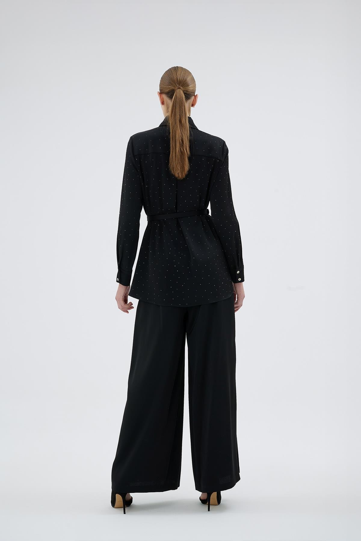 Eliza Taş Detaylı Gömlek Siyah