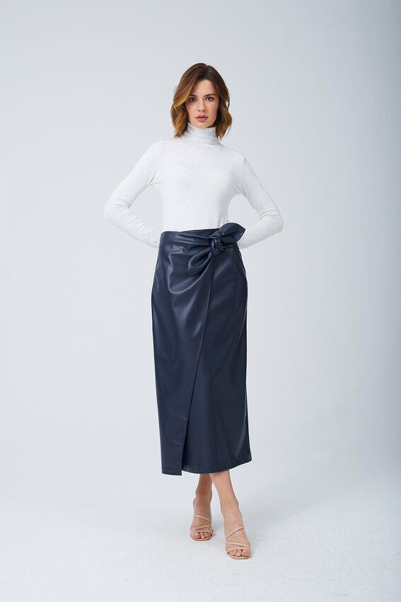 Fiyonk Deri Etek Lacivert