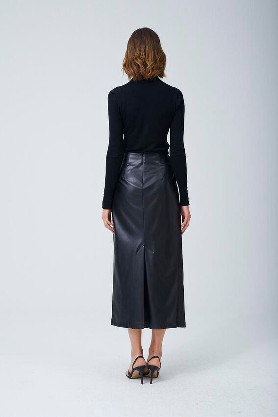Fiyonk Deri Etek Siyah