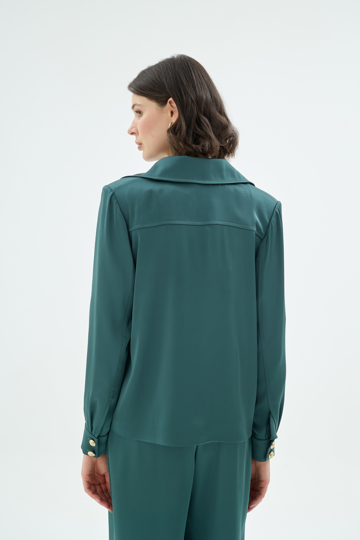 Gigi Düğme Detaylı Kurvaze Ceket Zümrüt