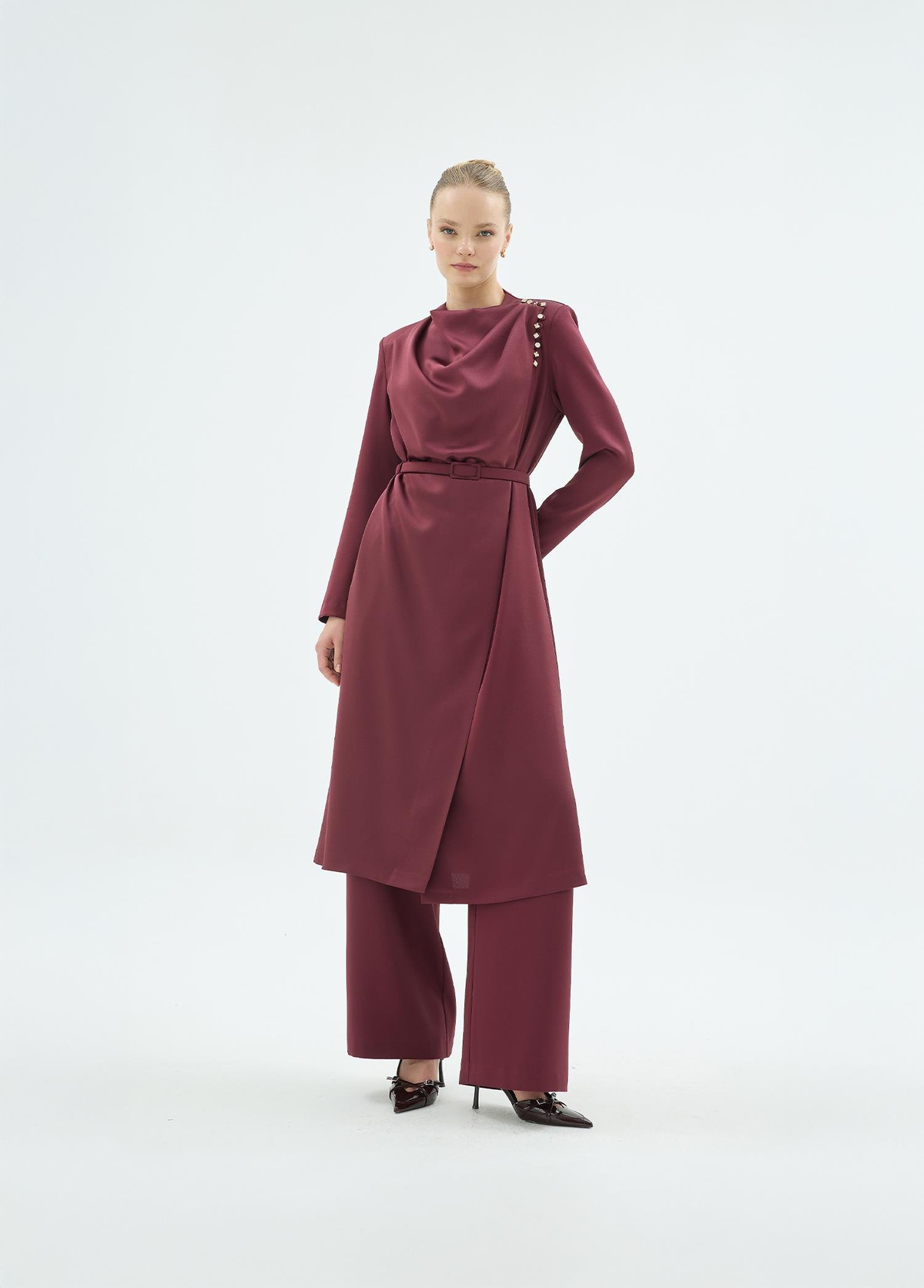 Natali Ceket Pantolon 2'li Takım Bordo