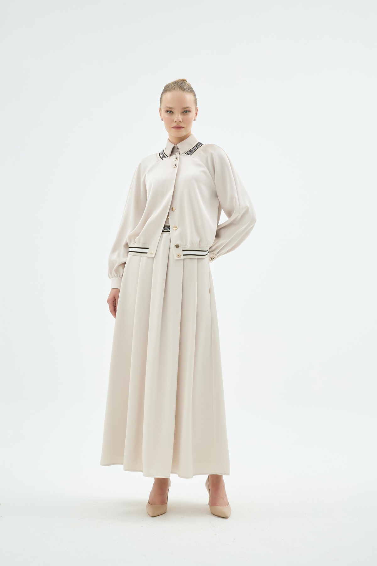 Pietra Ribana Detaylı Düğmeli Ceket Taş