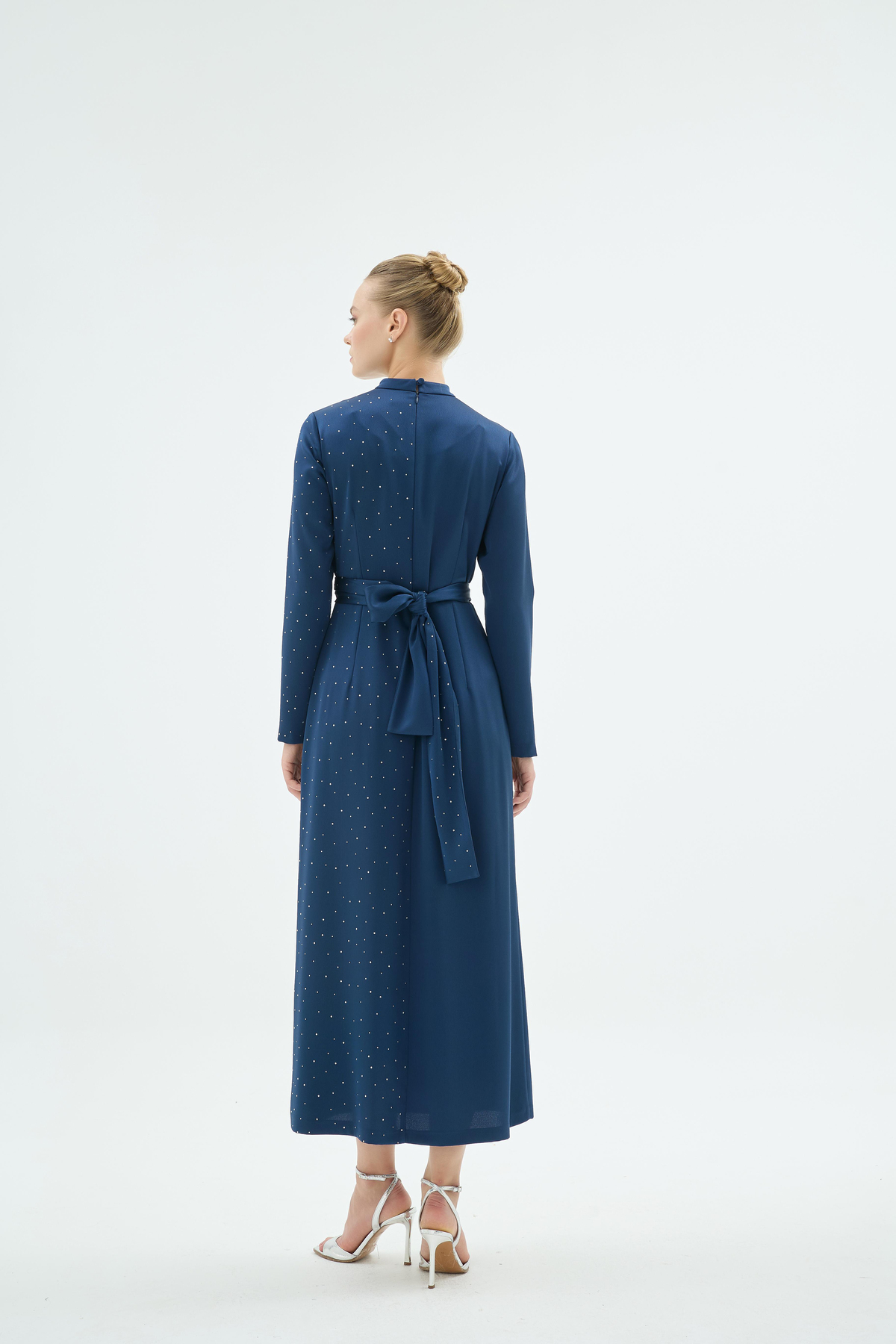 Umberto Crystal Işıltılı Taş Detaylı Elbise Lacivert