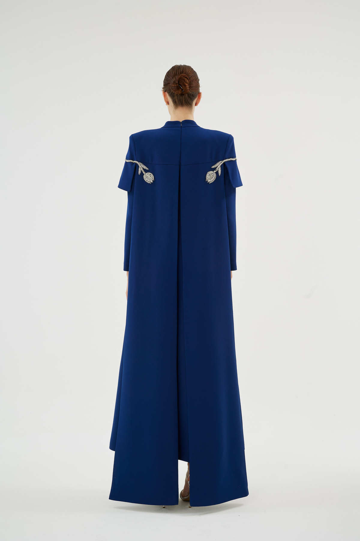 Vera Vera Lale Nakiş Desenli Şik Elbise Lacivert