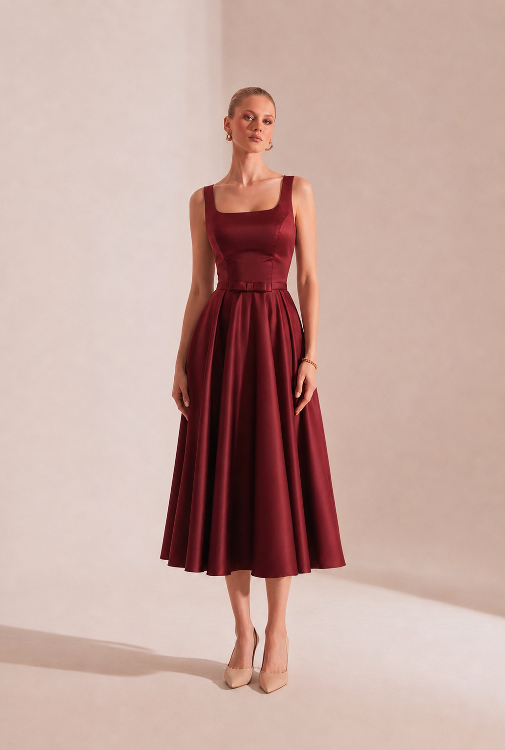 Caroline Bordo Midi Elbise