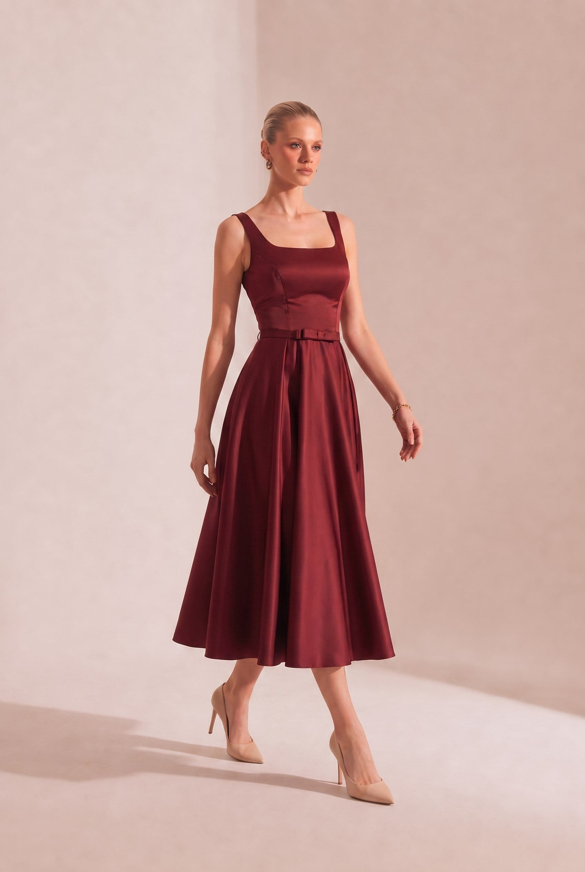 Caroline Bordo Midi Elbise