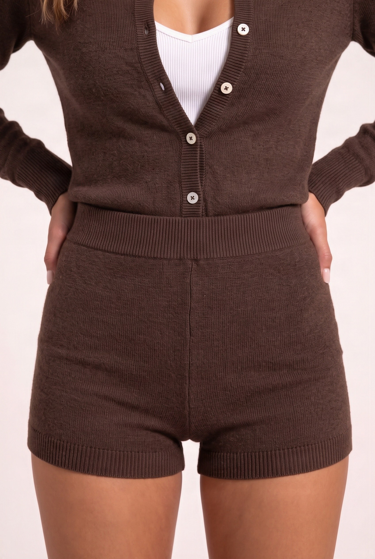 Ella Kahve Bodysuit Şort Takım