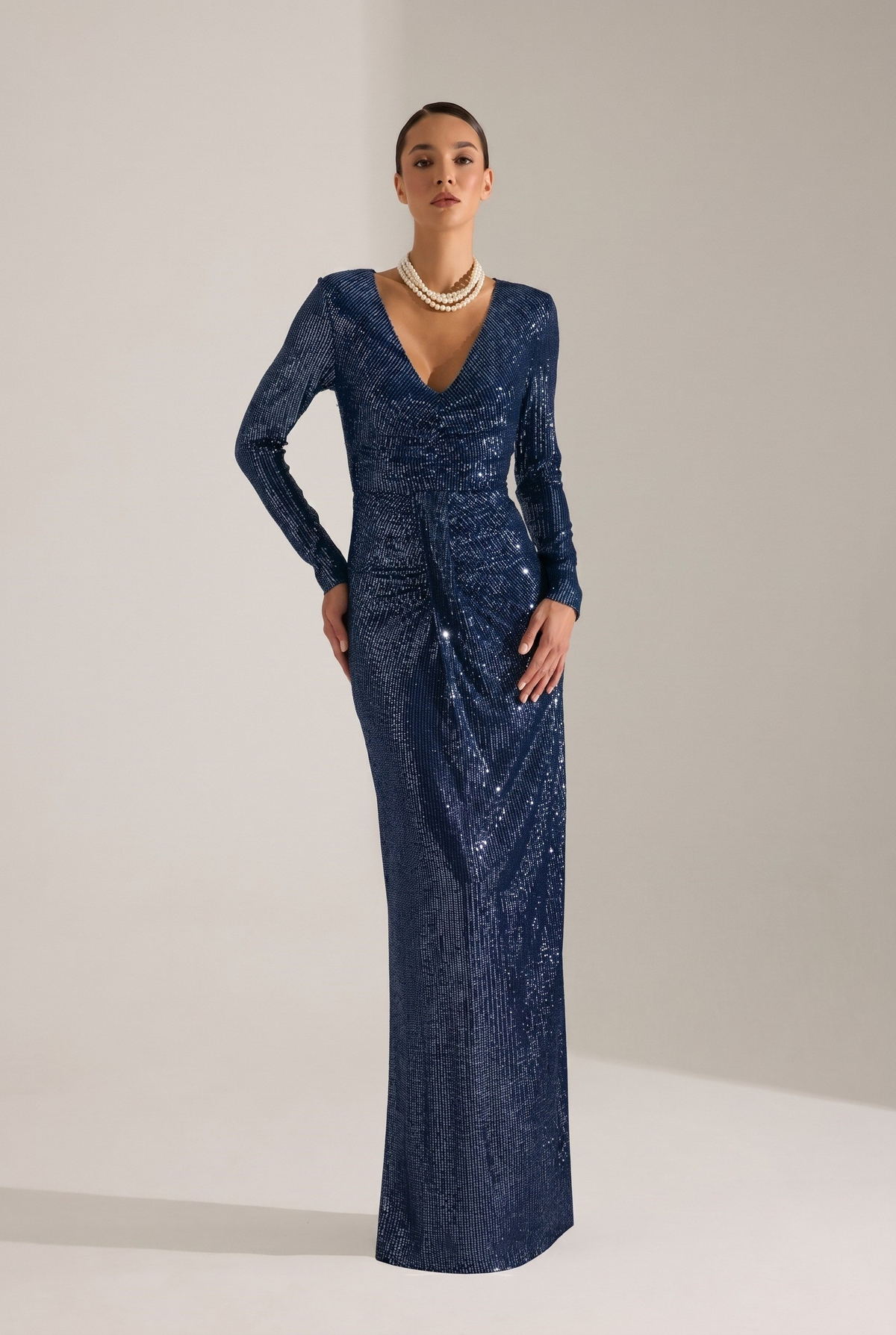 GIUSEPPINA LACİVERT ELBİSE
