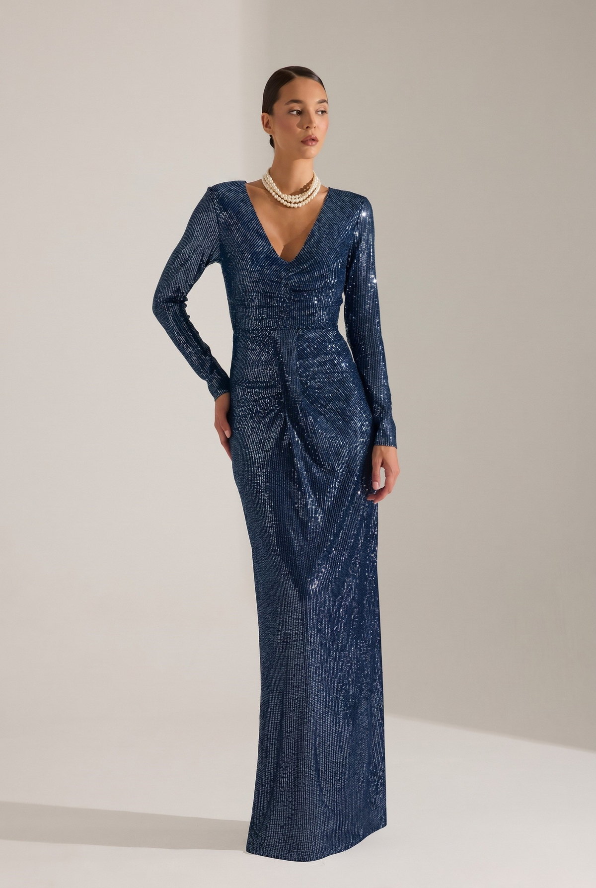 GIUSEPPINA LACİVERT ELBİSE
