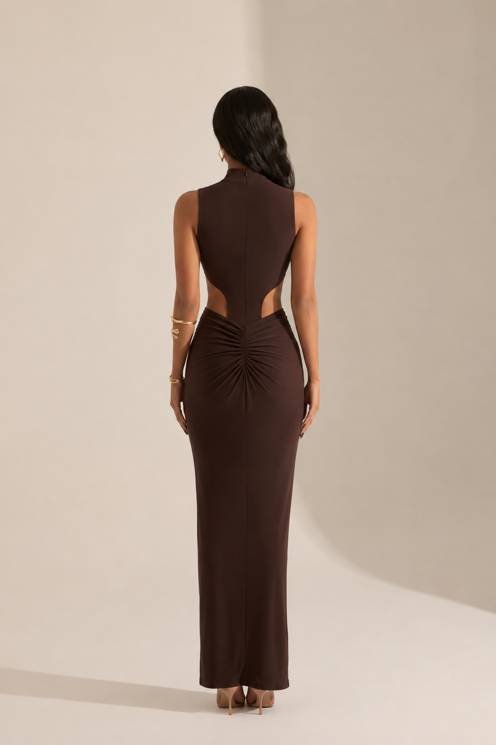 Kenza Halter Yaka Kahve Elbise