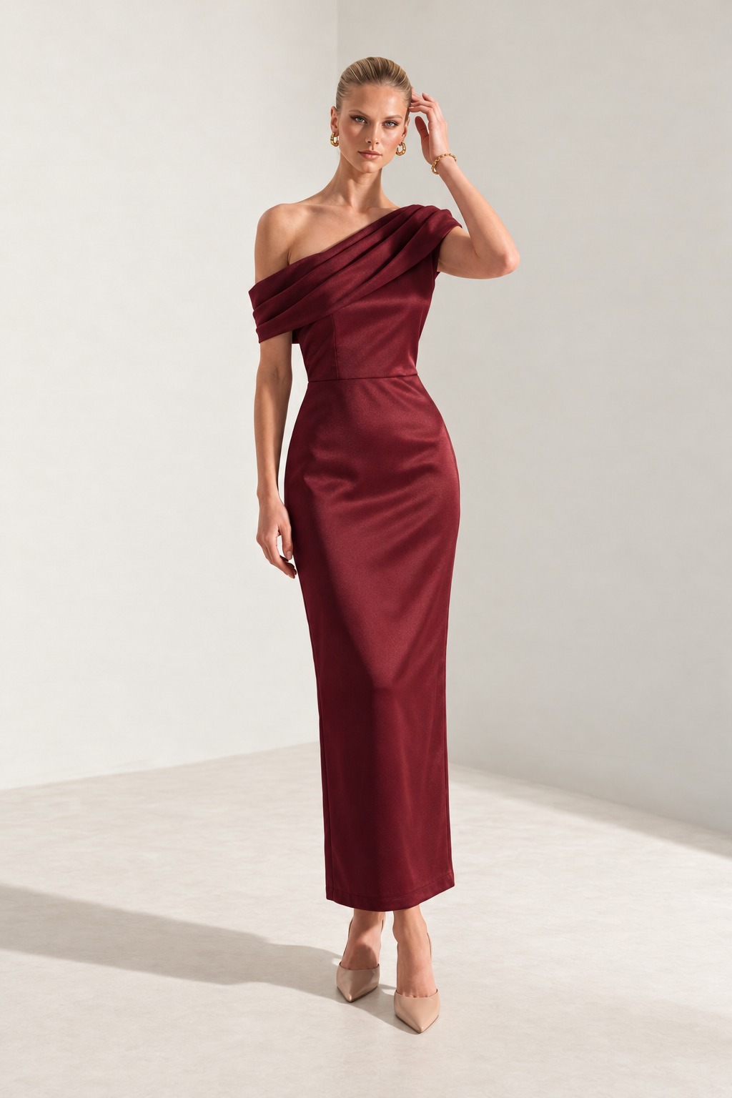 Rafaela Bordo Midi Elbise