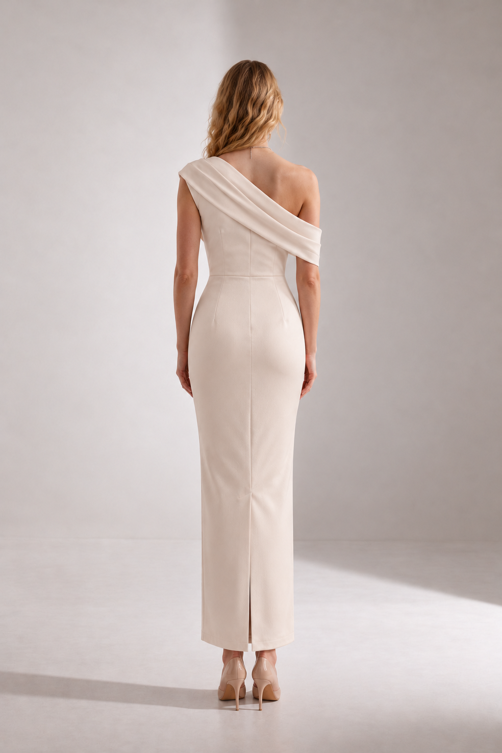Rafaela Ekru Midi Elbise