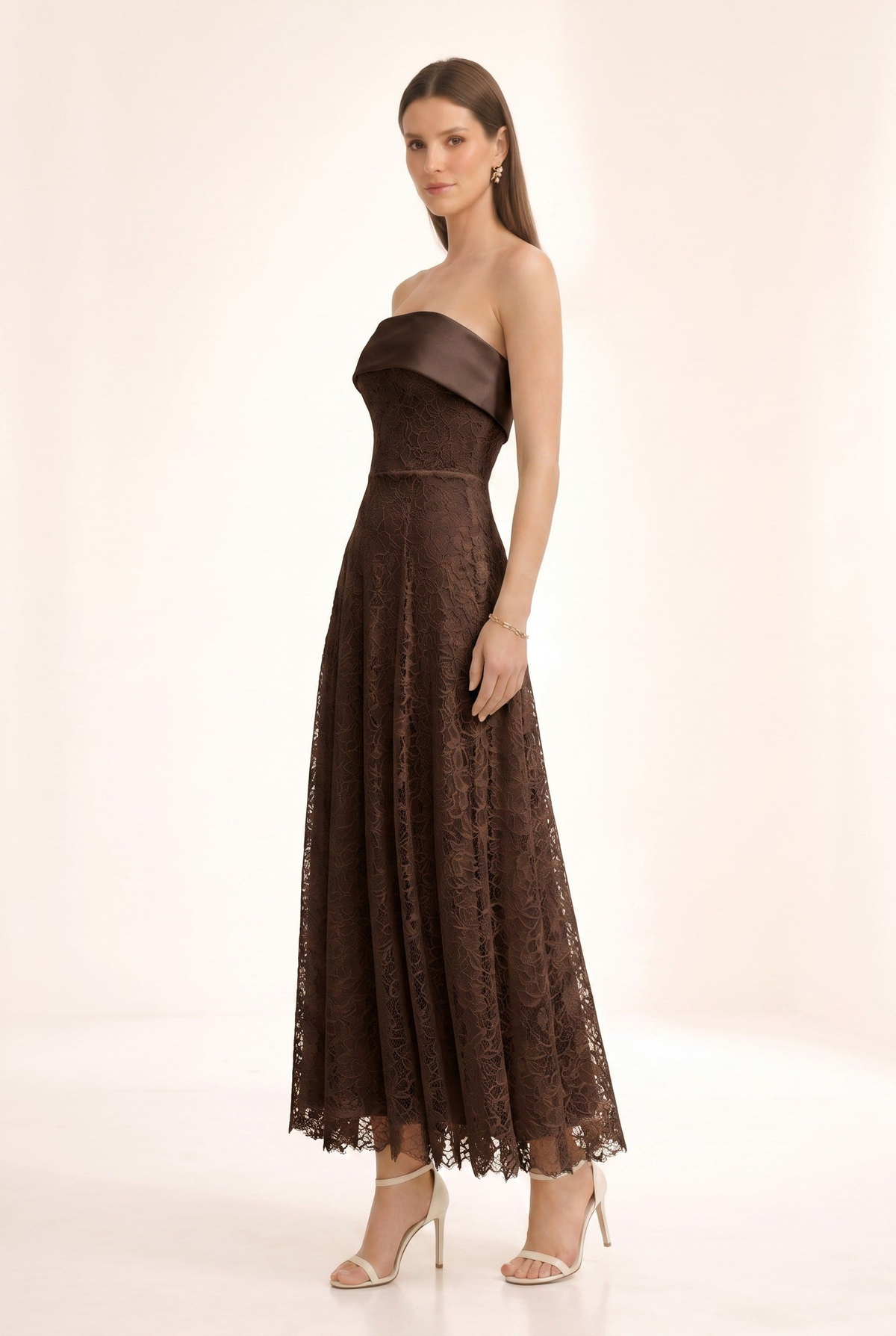 Suzanne Kahve Midi Elbise