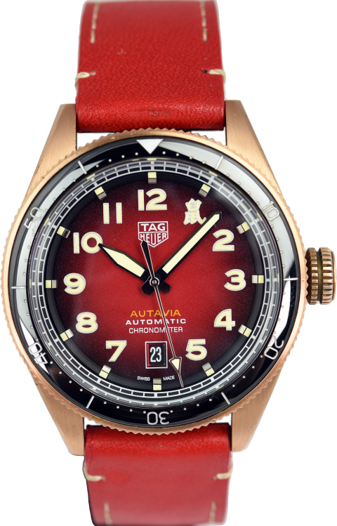 Tag Heuer Autavia Calibre 5 Çin Yeni Yılı  Bronz Kırmızı Deri Kayışlı Erkek Saati