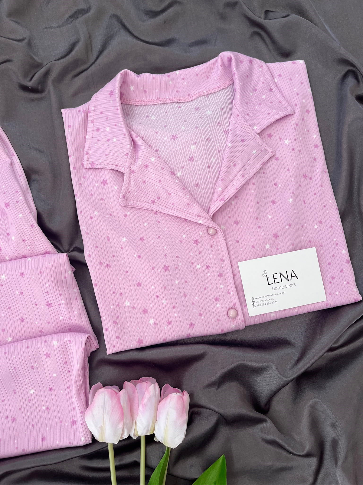 ️Pembe Yıldızlar Kısa Kollu Pijama Takımı 