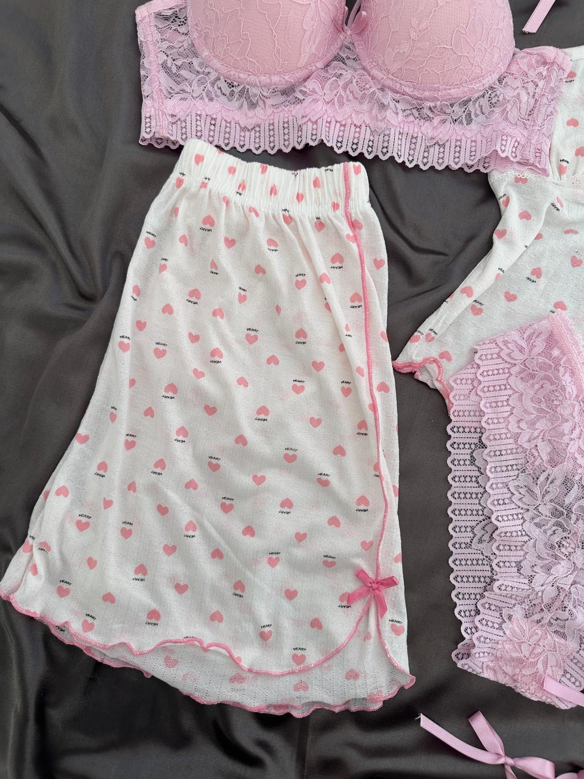  Pureks Pembe 6'lı İç Çamaşırlı Kısa Kollu Pijama Seti