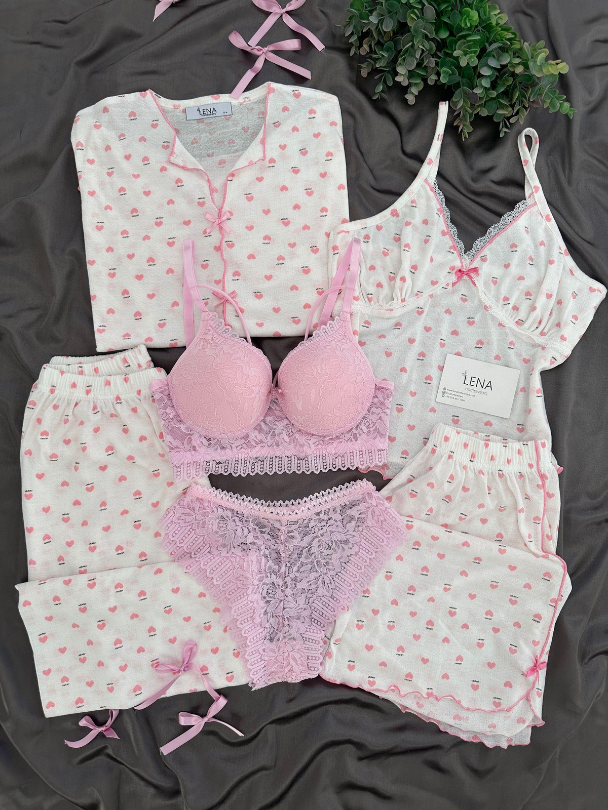  Pureks Pembe 6'lı İç Çamaşırlı Kısa Kollu Pijama Seti