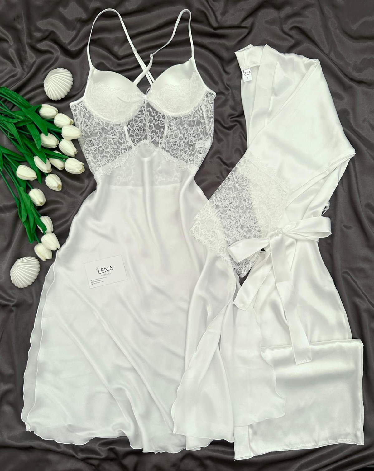  Serente Uzun Sabahlık & Secelik Saten Takım