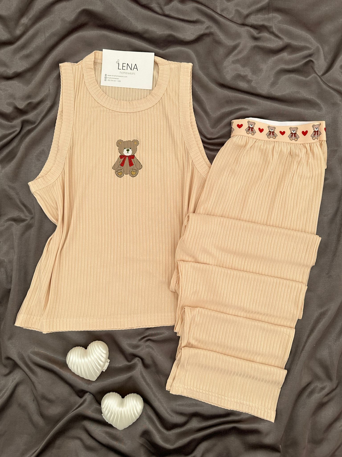 Bej Miray Askılı Pijama Takımı