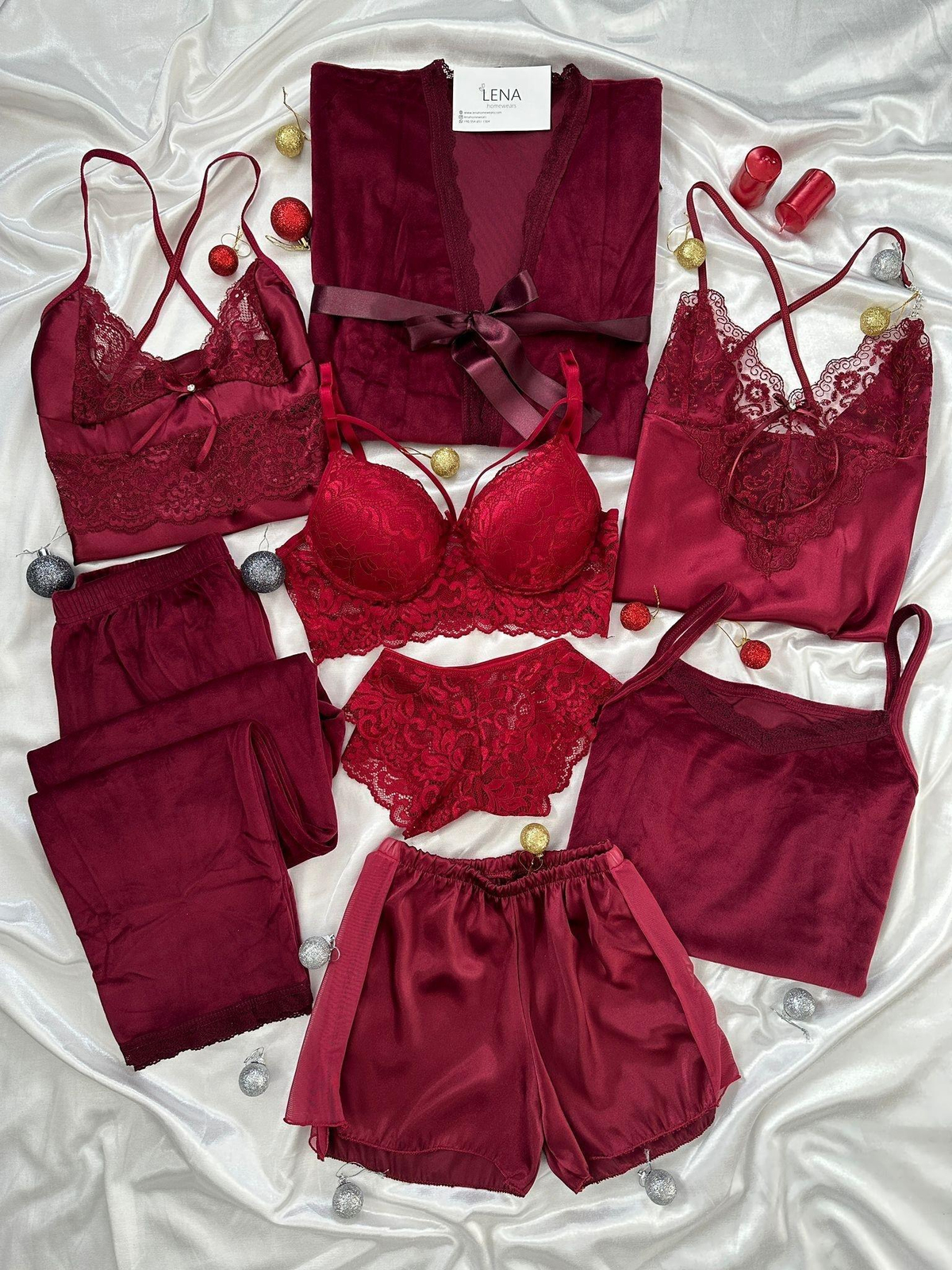 Bordo Elegant 8'li Kadın Çeyiz Seti 