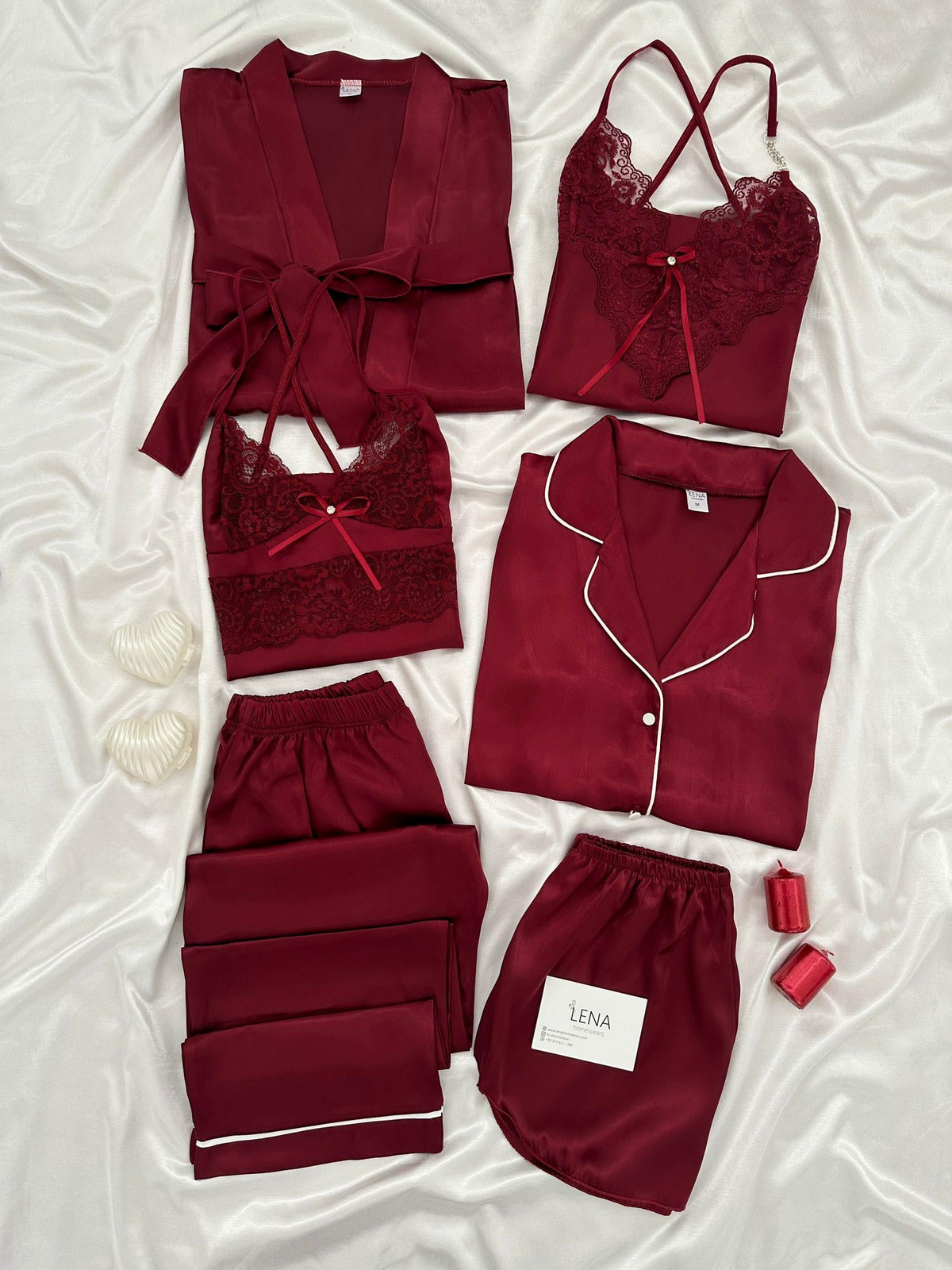 Bordo Harly Çeyiz Seti 