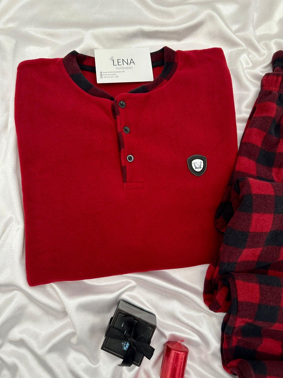 Bordo Polar Erkek Pijama Takımı