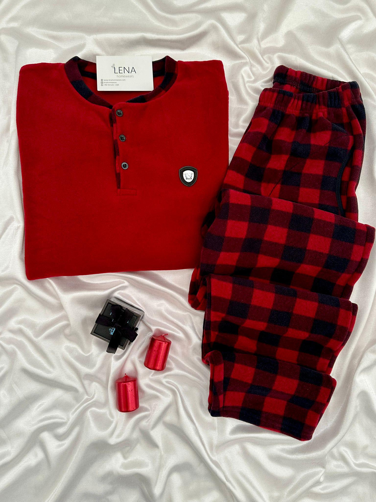 Bordo Polar Erkek Pijama Takımı