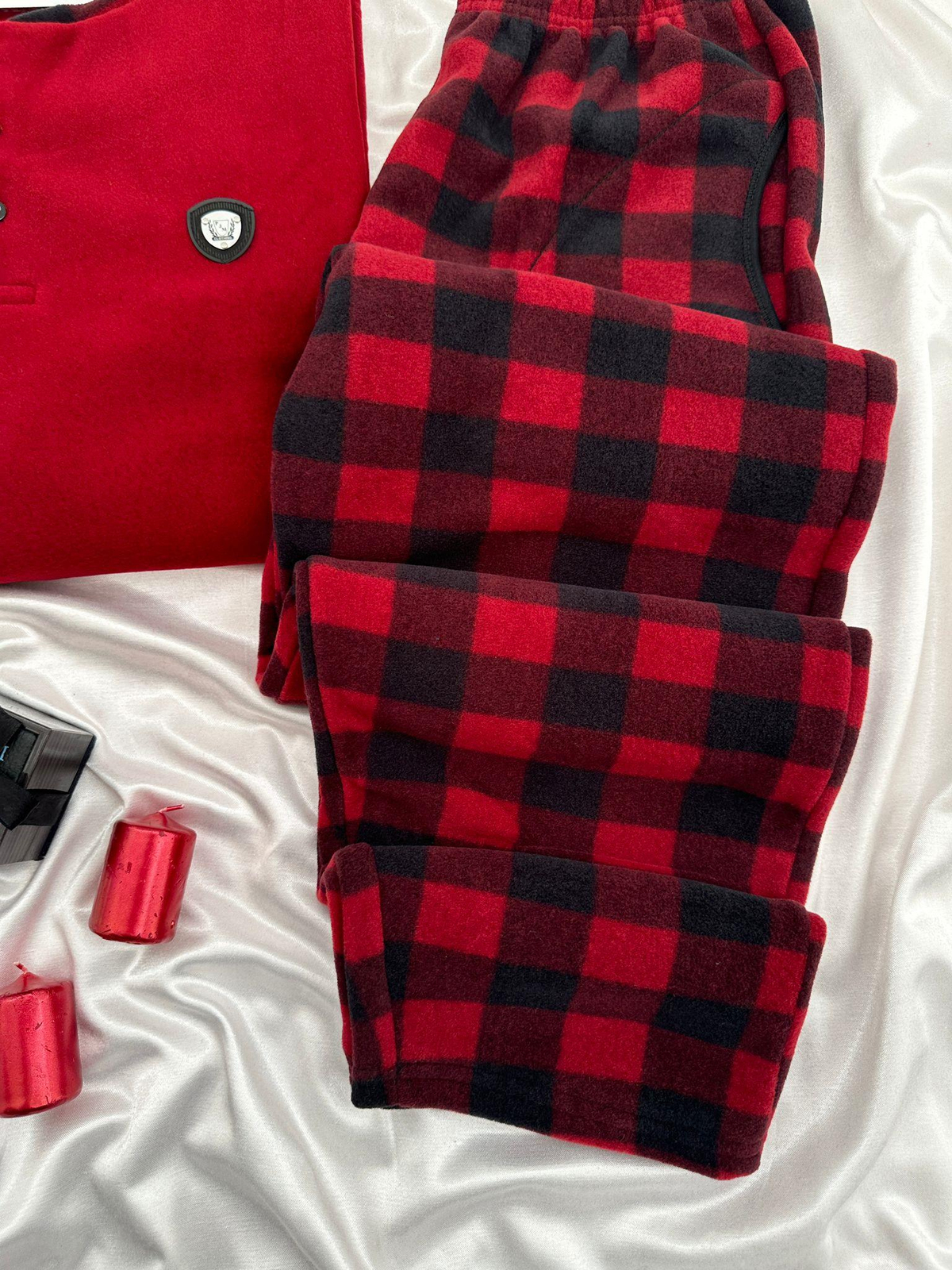 Bordo Polar Erkek Pijama Takımı