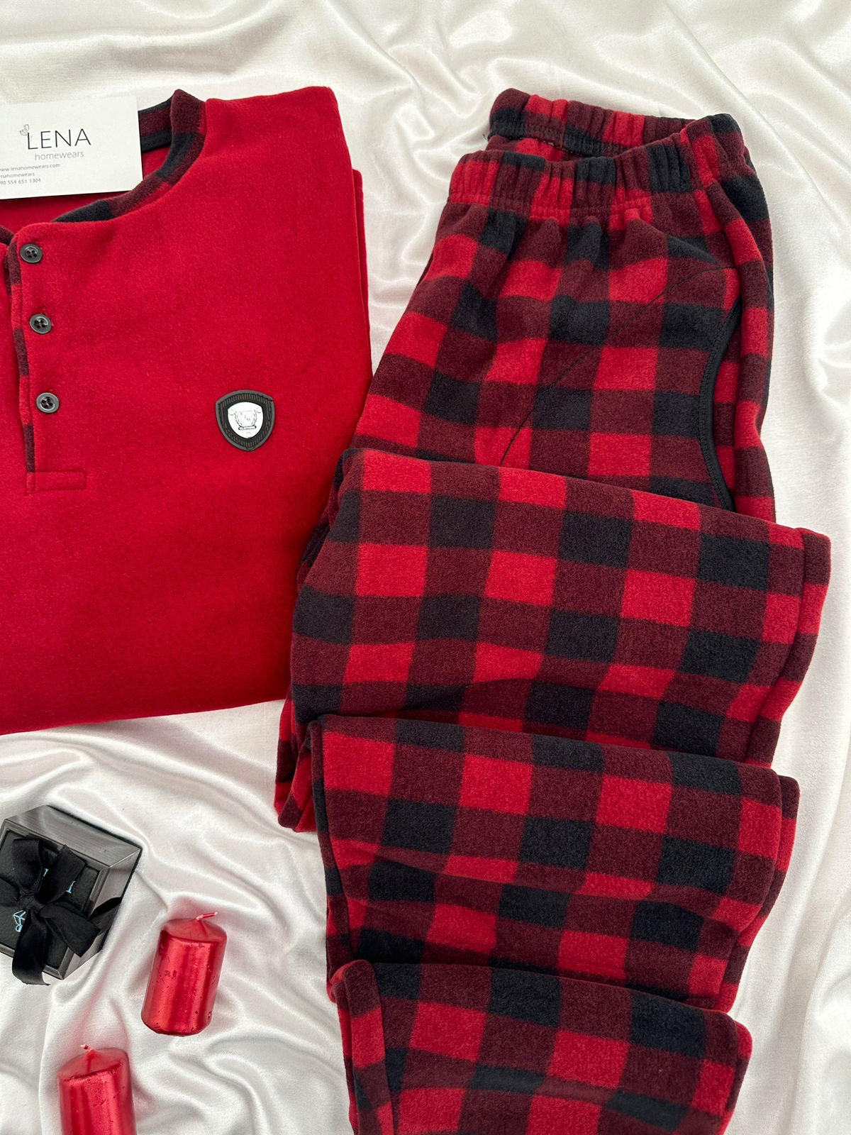 Bordo Polar Erkek Pijama Takımı