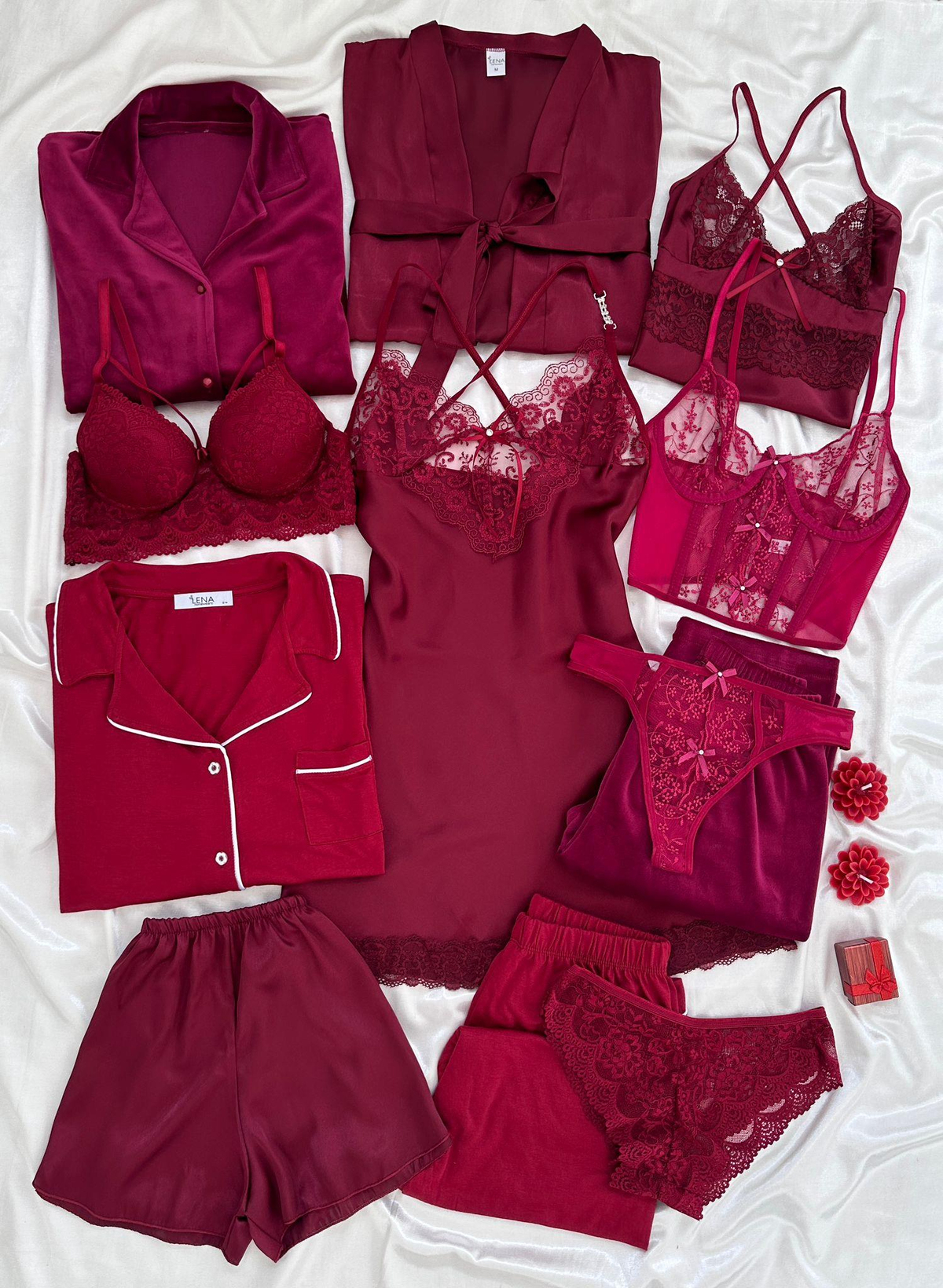 Bordo Setlerin Efendisi Kadın Çeyiz Seti 