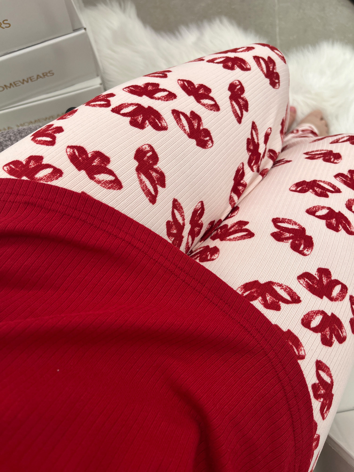 Bordo Surprise Kurdele Desenli 4'lü Berlin Pijama Takımı