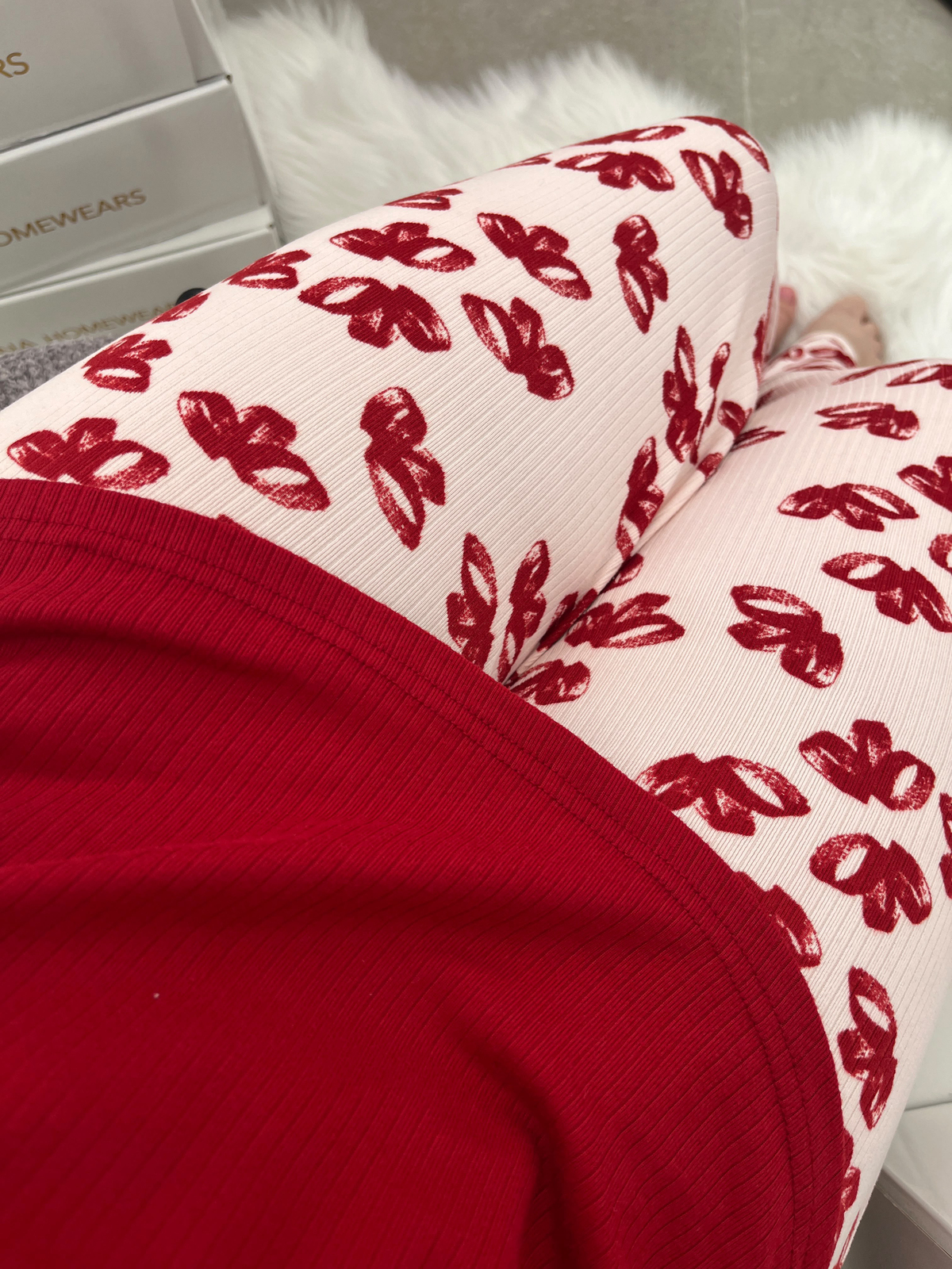 Bordo Surprise Kurdele Desenli Berlin Pijama Takımı