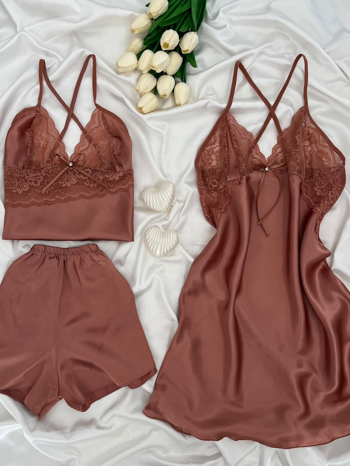 Bronz Beauty Saten Takımı