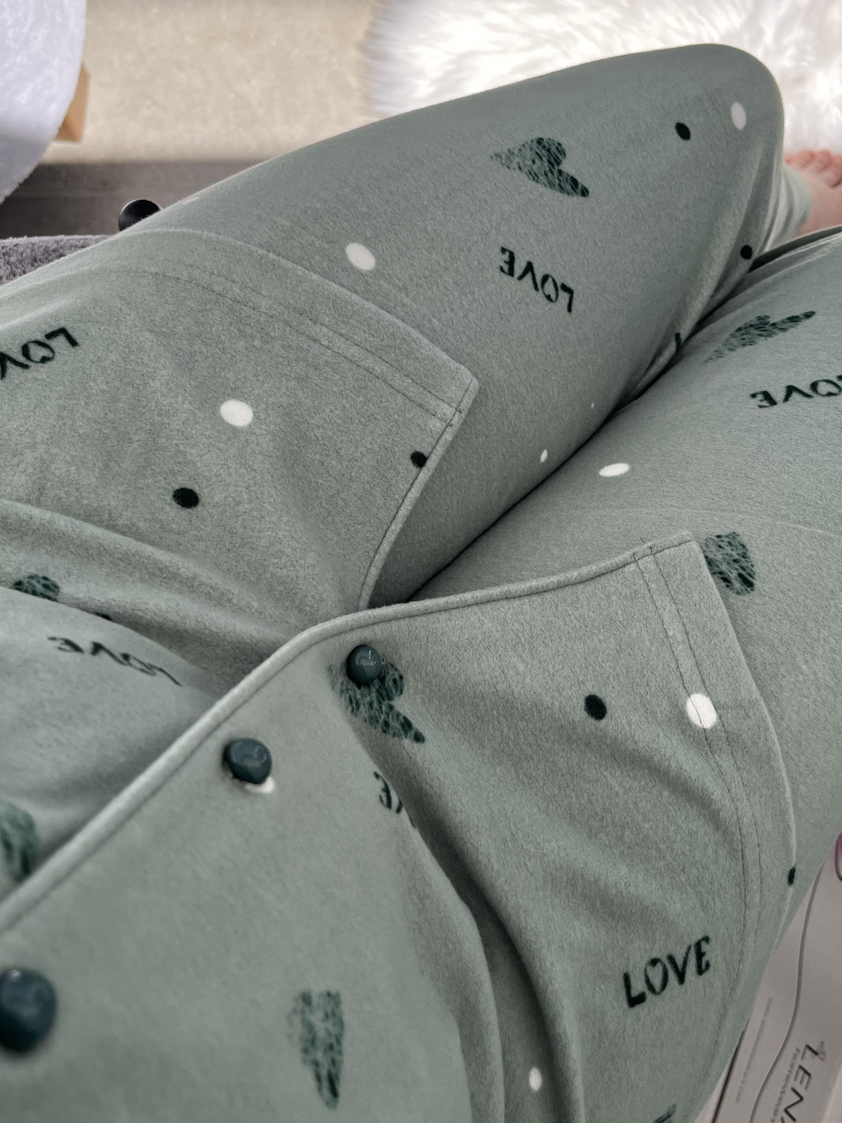 Çağla Love Desenli Düğmeli Termosoft Pijama Takımı