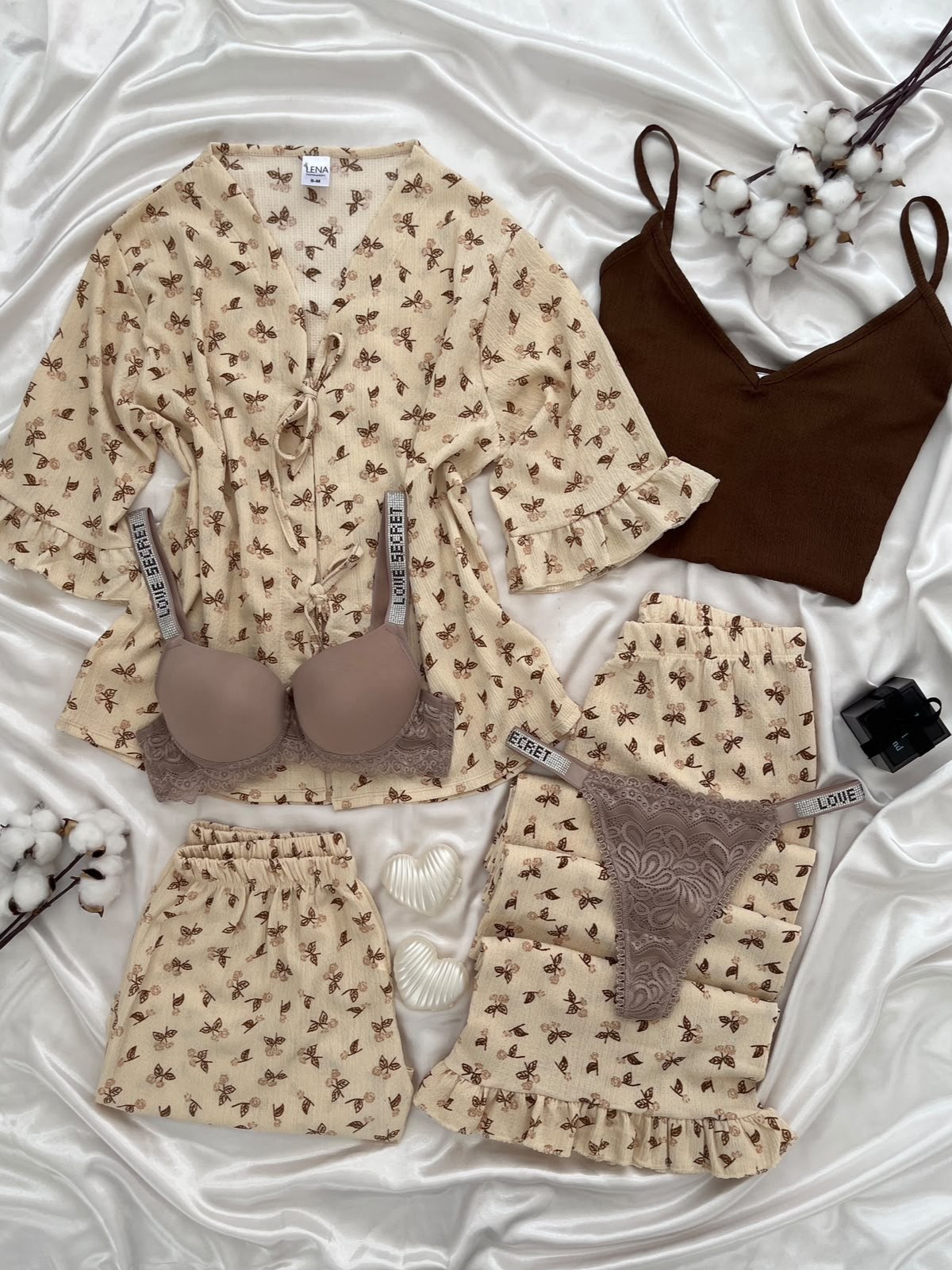 Çiçek Dalı 6'lı Pijama & Çamaşır Seti