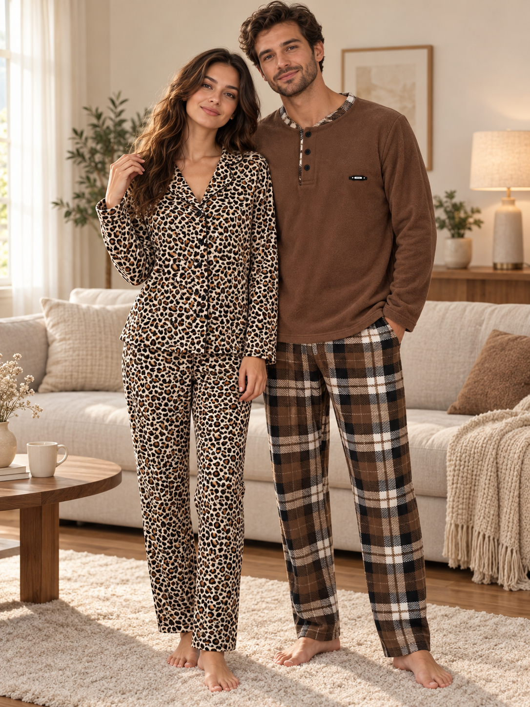 Coffe Love Günlük Rahat Sevgili Çift Uzun Kollu Pijama Takımı (2'li Set)