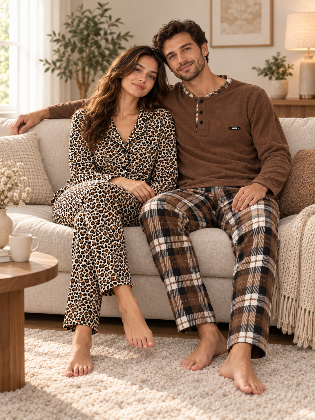 Coffe Love Günlük Rahat Sevgili Çift Uzun Kollu Pijama Takımı (2'li Set)