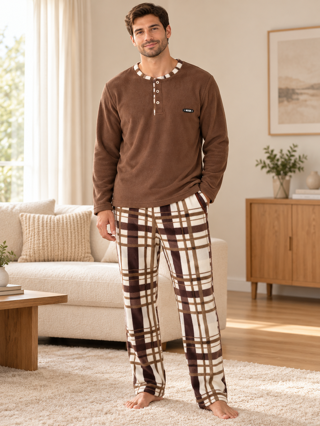 Coffe Polar Erkek Uzun kollu Pijama Takımı