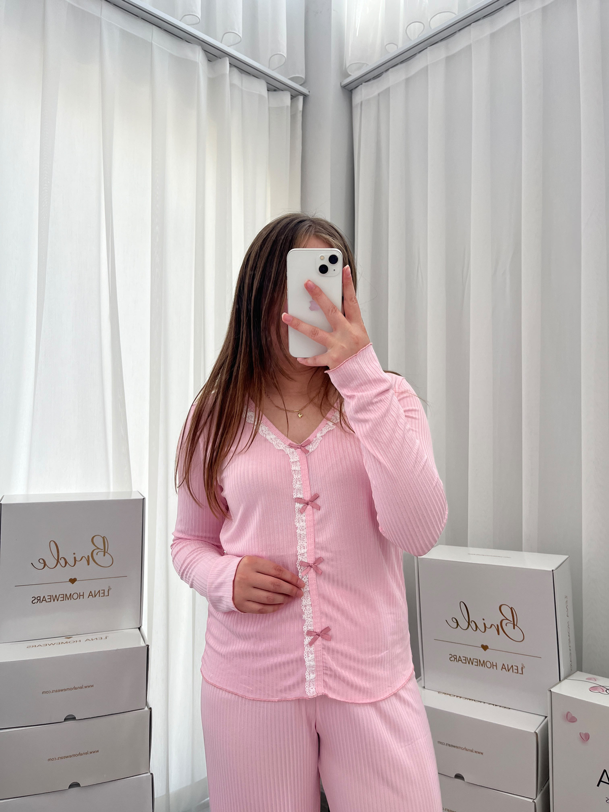 Dantella Pembe Dörtlü Pijama & İç Çamaşırı Seti