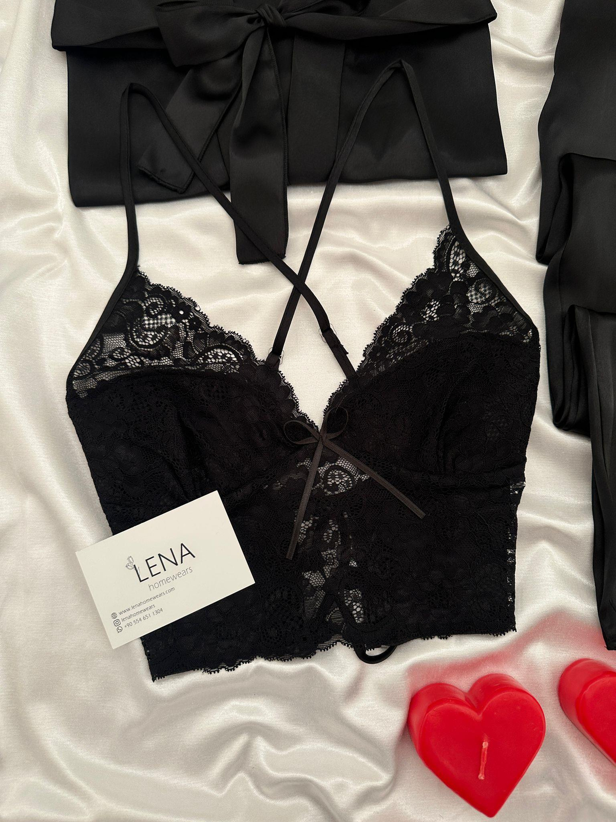 Dimitre 3'lü Lüks Saten Siyah Takım