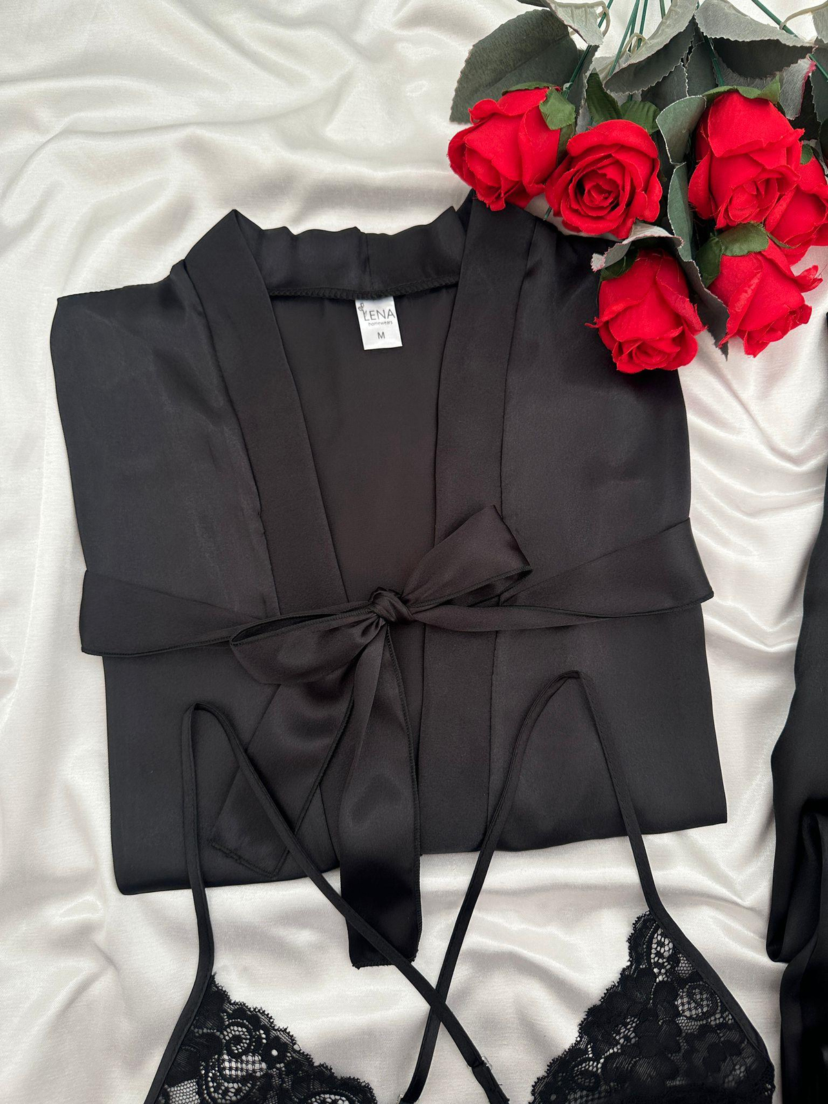 Dimitre 3'lü Lüks Saten Siyah Takım